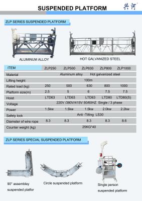 China Malaysia gondola platform , Vietnam zlp800 suspended platform , hanging scaffolding for sale