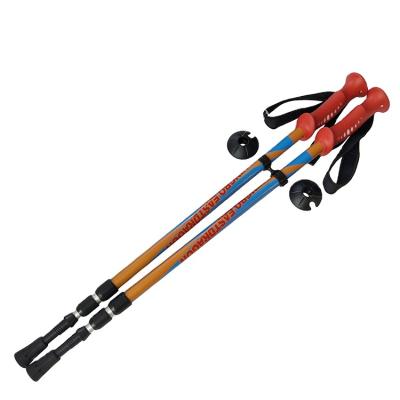 China Rubber Plastic Exterior And Inside Anti-Slip Shockproof Telescopic Pole Trekking Pole 3 Section Walking Stick for sale