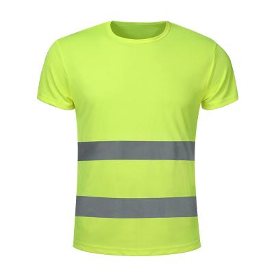 China HI Fluorescent Viz Birds Eye Reflective Fabric Mesh Yellow T Shirt Polo Clothing Safety T-Shirt Vest for sale