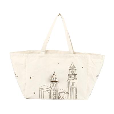 China Wholesale Handled Shopping Bag The Suitable 100% Cotton Canvas Shopping Tote Bags Grocery Shopping Bags for sale