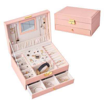 China Multifunction Jewelry Box Organizer for Women High Capacity Multilayer Necklaces Earrings Rings Bracelets Jewelry Storage Box for sale