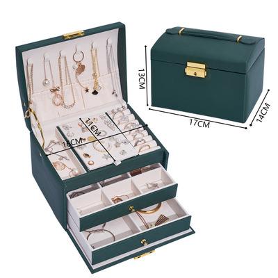 China Multifunction Jewelry Organizer Storage Box Casket Women PU Leather High Capacity Necklace Earrings Jewelry Packaging Display Box for sale