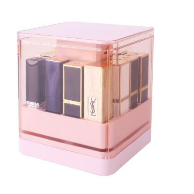 China 2021 Dust Proof Clear Window Grid Lipstick Multi Stocked Lifting Storage Box for sale