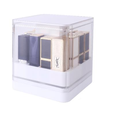 China 2021 Dust Proof Clear Window Grid Lipstick Multi Stocked Lifting Storage Box for sale