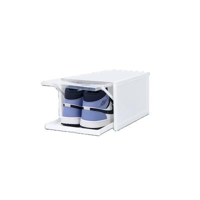 China 2021 Hot Selling Sliding Type Stored Drawer 2021 Stackable Transparent Shoe Box Shoe Storage Organizer Plastic Shoe Box for sale