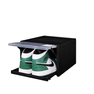 China 2021 Hot Selling Sliding Type Stored Drawer 2021 Stackable Transparent Shoe Box Shoe Storage Organizer Plastic Shoe Box for sale