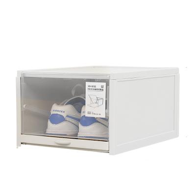 China 2021 Hot Selling Sliding Type Stored Drawer 2021 Stackable Transparent Shoe Box Shoe Storage Organizer Plastic Shoe Box for sale