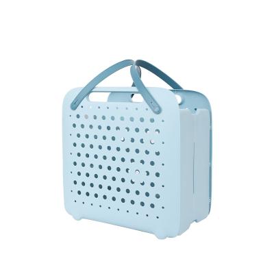 China Bathroom Space Saving Plastic Basket Folding Portable Folding Laundry Basket for sale