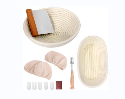 China Stocked Custom Handmade Bread Proofing Basket Rattan 9 Inch &10 Inch Round Oval Bread Proofing Basket Set for sale