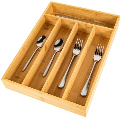 China Sustainable Adjustable Cutlery Tray, Wooden Drawer Dividers Organizer for sale