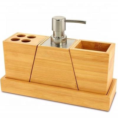 China Sustainable High Density Bamboo Bathroom Accessories Set for sale