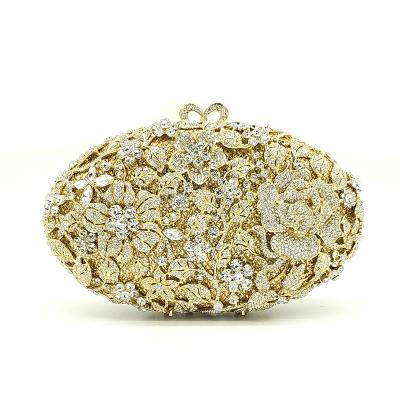 China High quality factory vintage nigerian women evening clutches lady bags wedding diamonds peacock crystal hollow bridal purse for sale