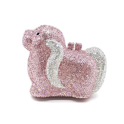 China High quality fashion women's evening clutches diamonds lady bags wedding crystal bag funny puppy animal bridal pet for sale