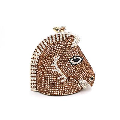 China Classic high quality women evening clutches lady bags wedding diamonds horse head animal funny crystal bag for sale