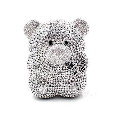 China Classic high quality women evening clutches crystal bag wedding elegant bridal beautiful lady bags diamonds animal funny bear for sale