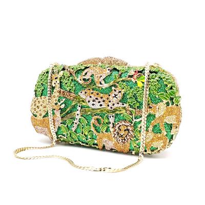 China Classic high quality women evening clutches crystal bag wedding elegant bridal zoo funny jungle animal diamonds lady bags for sale