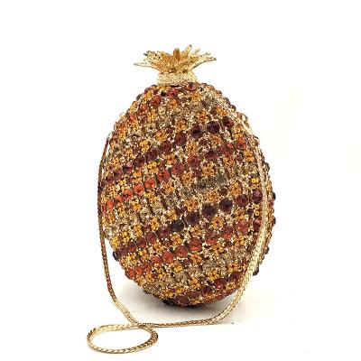 China Luxury Clutch Bags Wholesale Classic Funny Crystal Purses Women Evening Bag Pineapple Fruit Paypal Hollow Wedding Bridal Clutches for sale