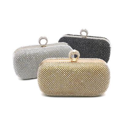 China Wedding Makeup Factory Wholesale Wedding Party Women Equalizing Ladies Finger Cross Body Bag Purses Rhinestone Crystal Cross Shoulder Bag for sale