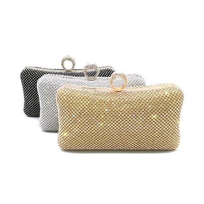 China Guangzhou Wedding Party High Level Bridal Women Equalizing Ladies Cross Finger Body Bag Rhinestone Crystal Classic Shoulder Bag for sale