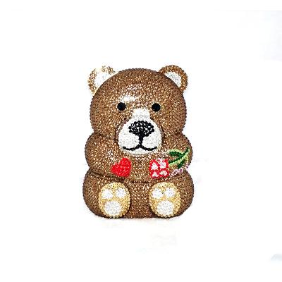 China High Quality Luxury Handmade Animal Shape Bear Purses Women Evening Wedding Cute Bridal Panda Grabs Full Crystal Bag for sale