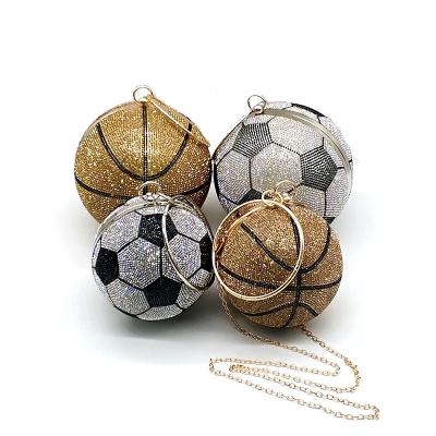 China NEWEST Women Evening Diamond Purses BASKETBALL SOCCER BALL SPHERE High Level Football Grabs Funny Crystal Bag for sale