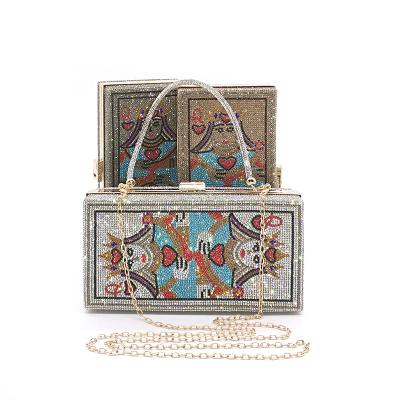 China Sparkle Fashion Women's Evening Grabs The Queen Shoulder Bag Funny Crystal Card Q Cross Body Bag for sale