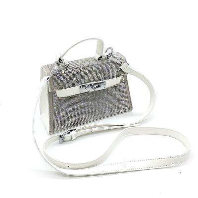 China Luxury classic SMALL diamond evening bag women good quality bling full crystal handbag clip cross body bag for sale