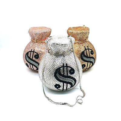 China Newest Women's Evening Party Women's Clutches Full Crystal Pocket Money Bag Popular Luxury Funny Rich Dollar Designer Popular for sale