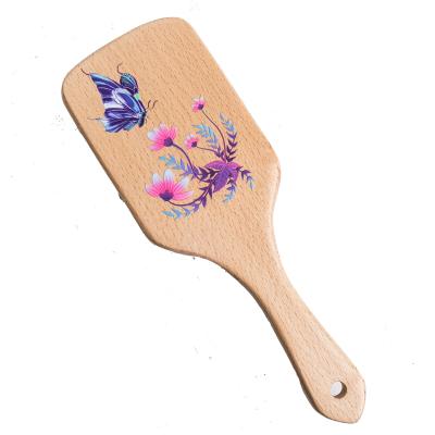 China Home Wooden Comb Customized Wooden Hand Painted Pattern Comb Airbag Massage Scalp Massager Customized Products for sale