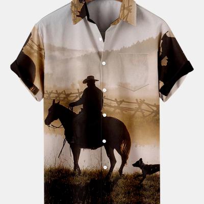 China 2022 New Fashion Summer Men's Casual Wear Hawaiian Anti-pilling Satin Button Up Shirts Custom Printing for sale