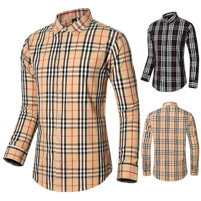 China 2022 new popular men's long casual plaid dress sheathed flannel plaid shirt slim fit stylish shirts for men for sale