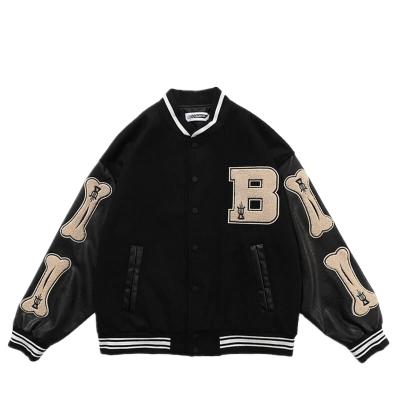 China 2021 Wholesale Reversible Men's Hip Hop Towel&applique Hip Hop Colorblock Sleeve College Sports College Baseball Cargo Leather Jacket for sale