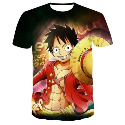 China Anti-wrinkle Japanese Anime 3D printing T-shirt for women men summer fashion customization one piece luffy T-shirt for sale