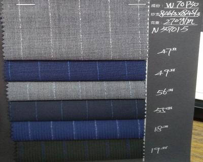 China Wool Resistant Tricolor Style Fabric Suit Jacket Cloth Striped Spot Stain Striped Fabric for sale