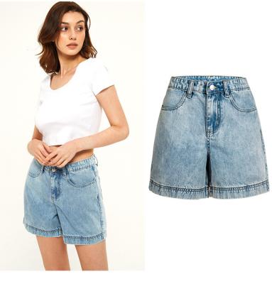 China Sustainable Women's Summer Wide Leg Pants Loose Shorts Slim High Waist Denim Shorts for sale