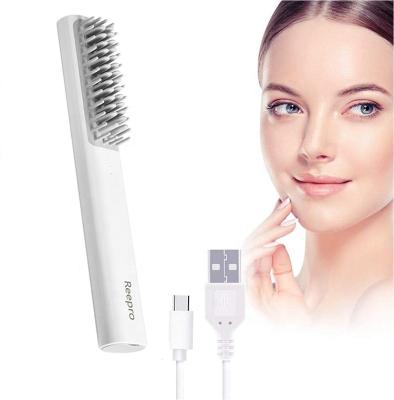 China Anti Scald Misplaced Comb Portable Cordless Hair Curler Mini Straightener Ceramic Cordless Hair Styling Electric Hair Straightening Comb for sale