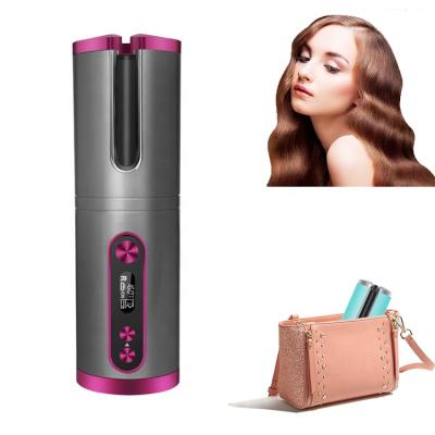 China Ceramic USB Charging Interchangeable Iron Radio Curling Hair Curler Electric Hair Rotation Hesitate Lazy Hair Curler for sale