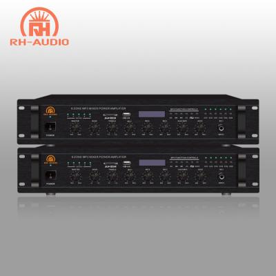 China RH-AUDIO Short Circuit PA System 6 Zones Mixer Amplifier With Music Source for sale