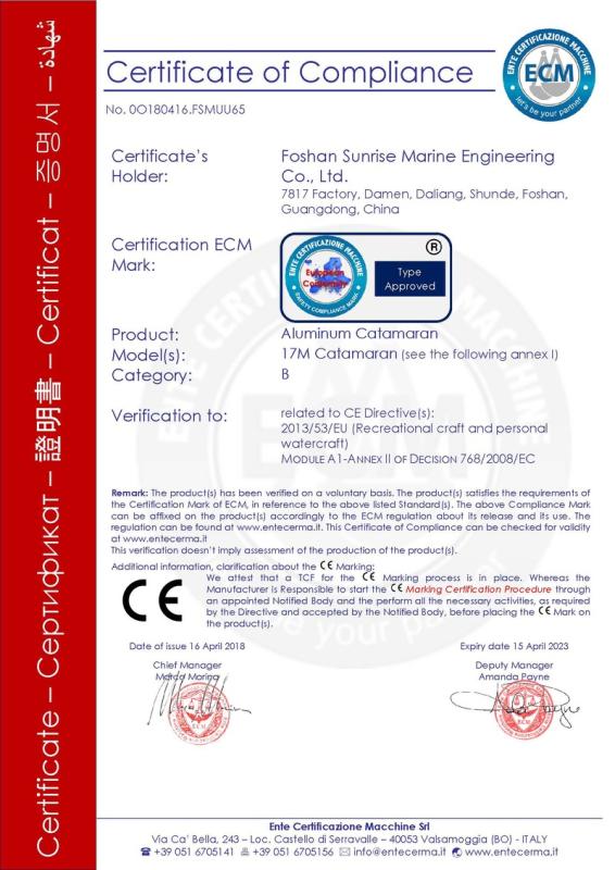 CE - Foshan Sunrise Marine Engineering Co., Ltd.