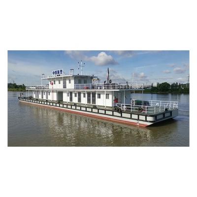 China Mooring 48M Steel Pontoon Boat For Mooring Crew Docking Office With Accommodation Barge for sale