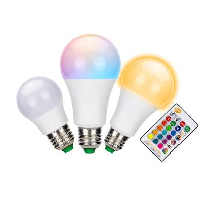 China E27 3W 5W 10W RGB+W Indoor Color Changing LED Light Bulb RGB Remote Control Light Bulb for sale