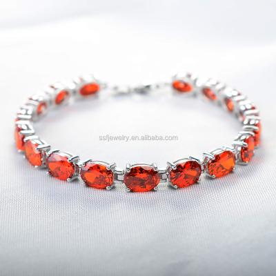 China Hiphop Fashion Custom Design 5mm CZ 925 Red Silver Nature Stones Tennis Bracelets for sale