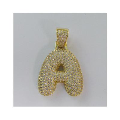 China Sparkling Diamond Hop Bubble Letter Hip Spacer Zirconia Pendant Necklace Iced Out Yellow Gold for sale