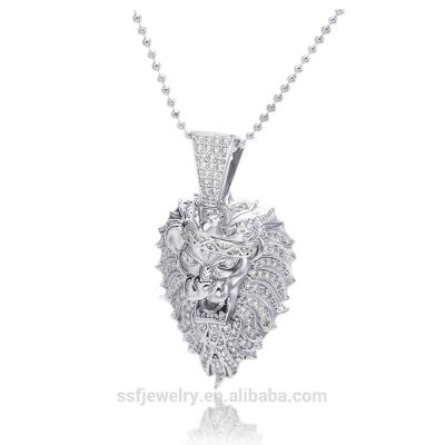 China Hiphop Hip Hop Jewelry Boy Design White Gold Iced Out CZ Diamond 3d Lion Pendant for sale