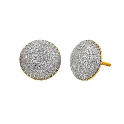 China Wholesale Hip Hop Round CZ Diamond Micro Pave Stud Earrings 2020 for sale