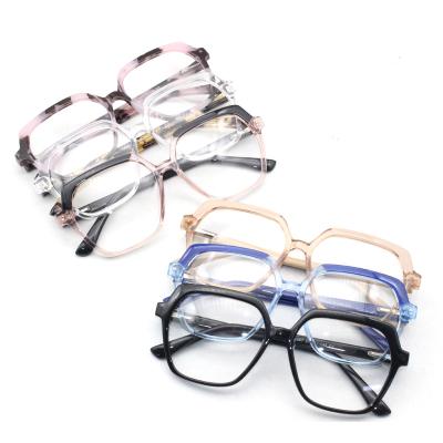 China New Design High Quality Colorful Hexagon CP Size Big Eye Use Optical Frames Glasses for sale