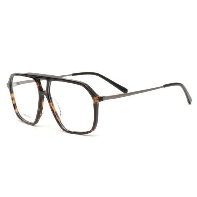 China Retro Fashion Design Acetate Frame With Oversized Titanium Temples Optical Glasses for sale