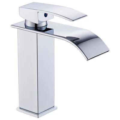 China High Quality Hotel Faucets Single Lever Bathroom Stainless Steel Chrome Single Lever Mouth Waterfall Basin Basin Sink Faucet for sale