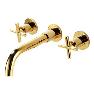 China Modern Copper Metered Faucets Antique Concealed Chrome Gold Hot And Cold Water Bathroom Faucet Wall Mounted Basin Faucet for sale