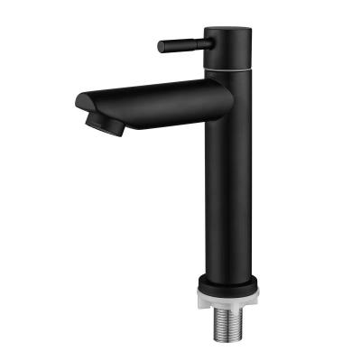 China Good Quality Matte Black Deck Mounted Stainless Steel Metered Single Handle Basin Faucet Faucets For Bathroom for sale